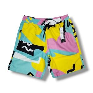 REASON BRAND All Over Print Swim Shorts Multicolor AZSW-030 Men's Small